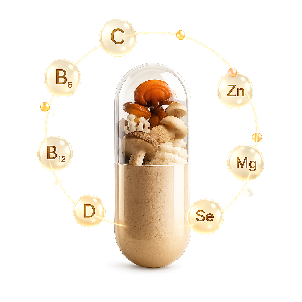 Vitamínově-houbové komplexy