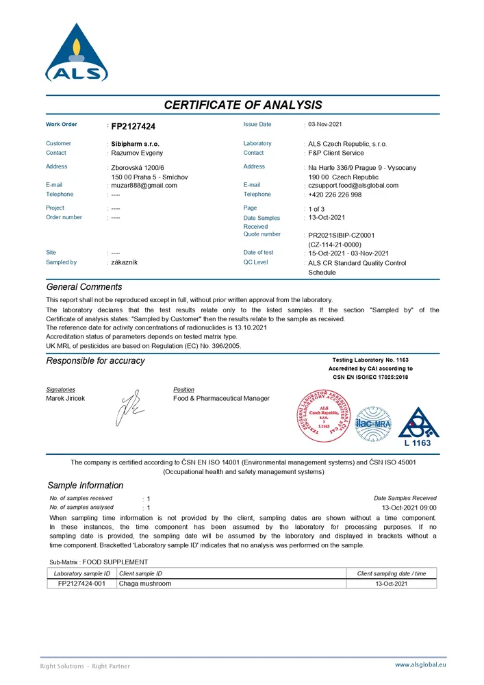 ČAGA SIBIŘSKÁ kousky 1000 g