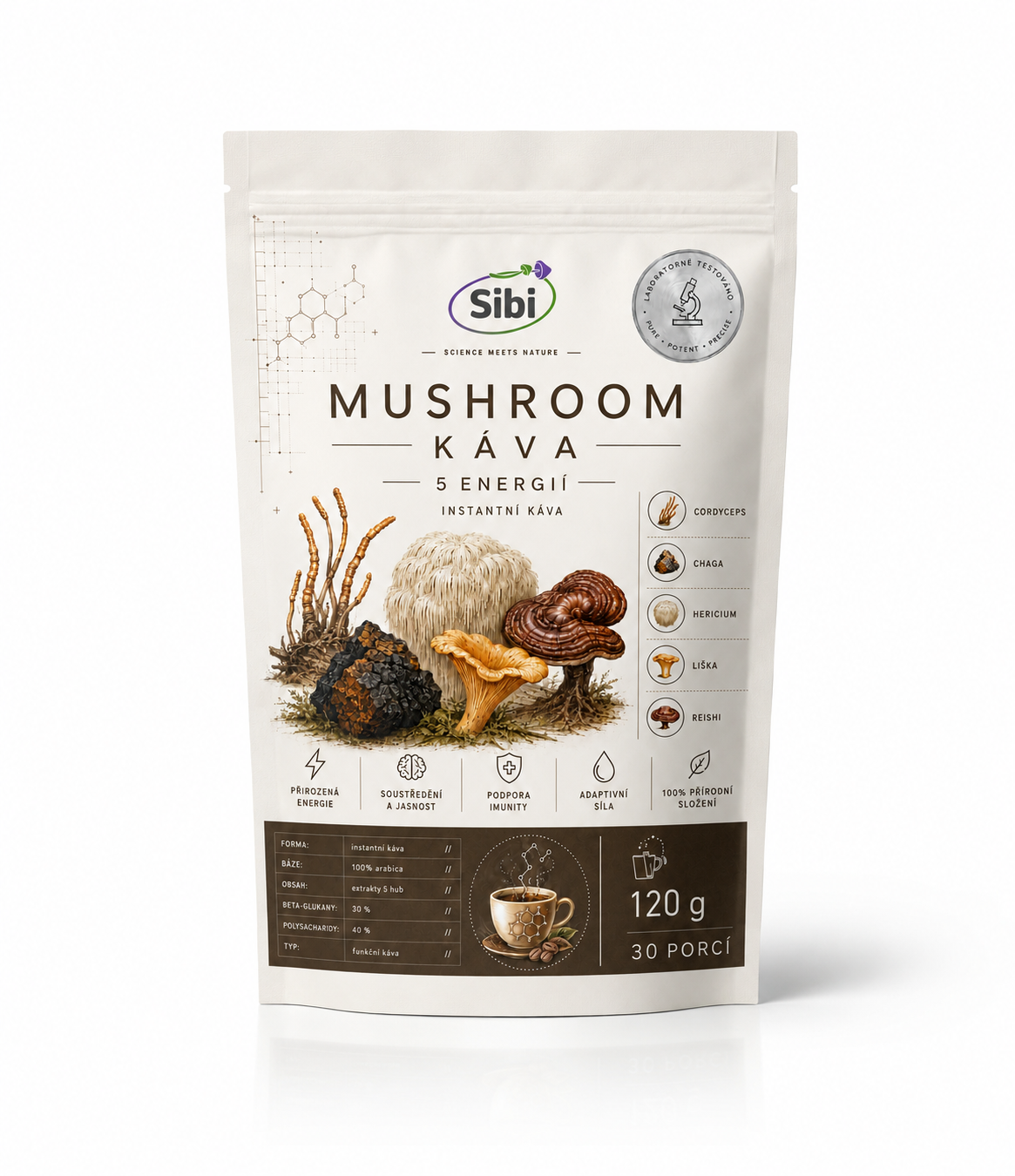Instantní Houbová káva 5 Energií 120 g
