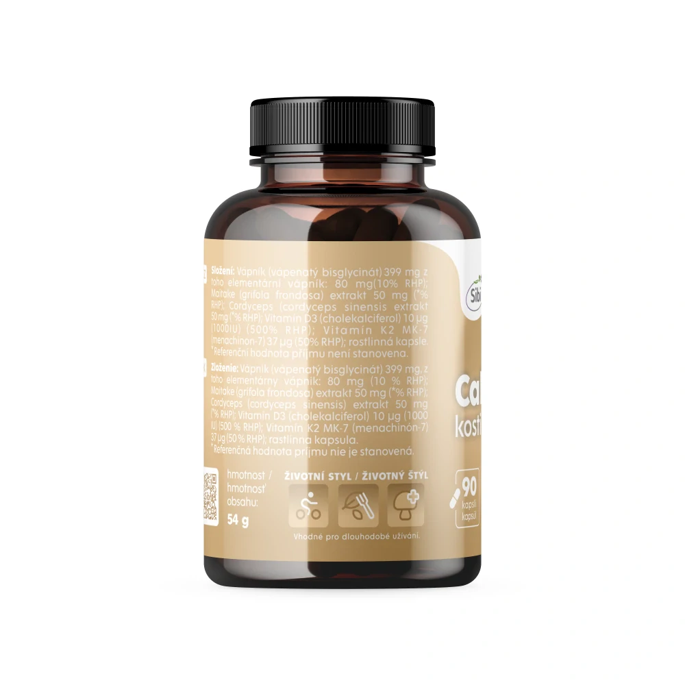 Calcium + Vitamin D3-OSTEO KOMPLEX-vitamíny a houbové extrakty 90 kps 500 mg